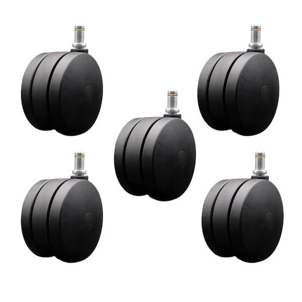 4'' Extra Large Heavy Duty Twin Wheel Caster 7/16 Grip Ring Stem, 5PK